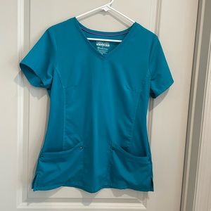 Purple Label by Healing Hands 2-Pocket V-Neck Scrub Top. Medium. Teal. New